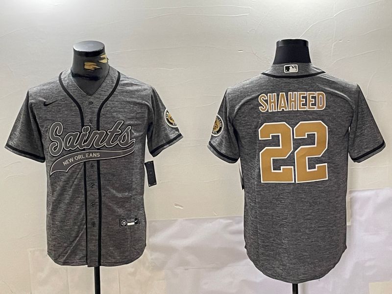 Men New Orleans Saints #22 Shaheed Grey Joint Name 2024 Nike Limited NFL Jersey style 1